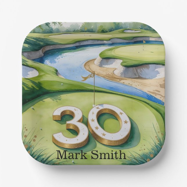 Golf 30th Birthday Par tee thirty party   Paper Plates (Front)