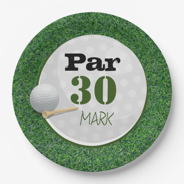 Golf 30th Birthday Par tee thirty party   Paper Plates (Front)