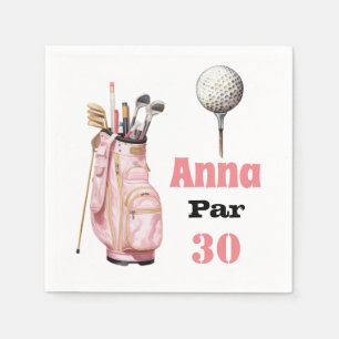 Golf 30th Birthday Par tee woman pink Napkins