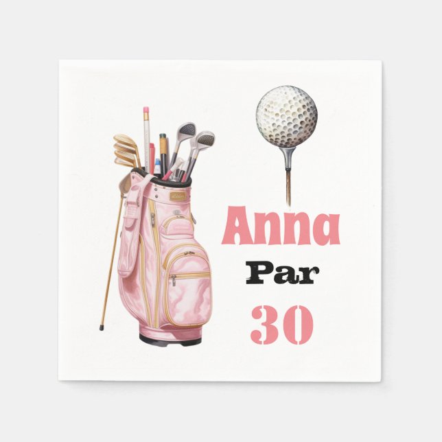 Golf 30th Birthday Par tee woman pink Napkins (Front)