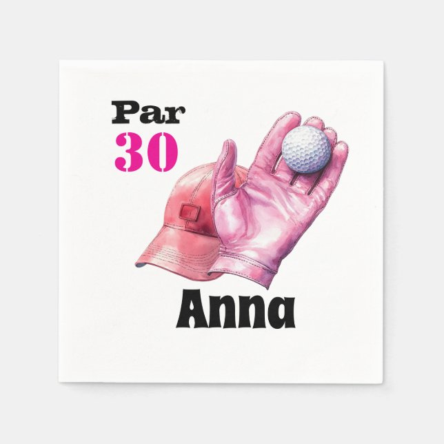Golf 30th Birthday Par tee woman pink themed Napkins (Front)