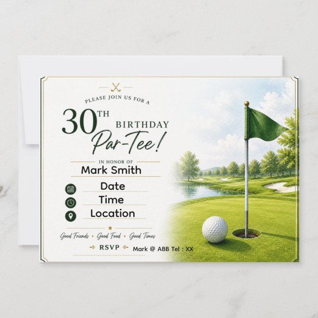 Golf 30th Birthday Party  Invitation (Front)