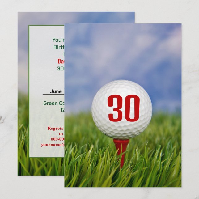 Golf 30th Birthday Party  Invitation (Front/Back)