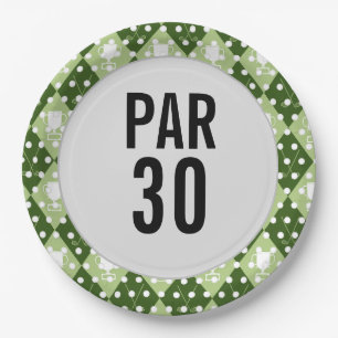 Golf 30th birthday polka dot golfer's birthday paper plates