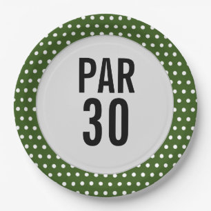 Golf 30th birthday polka dot golfer's birthday paper plates