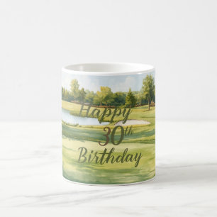 Golf 30th Birthday with golf cart on green Coffee Mug