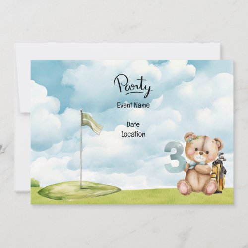 Golf 3rd Birthday save the date for baby boy Invitation