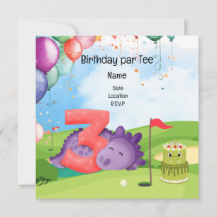 Golf 3rd Birthday theme for kid golfer Party Invitation