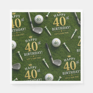 Golf 40th Birthday Anniversary on green Napkins