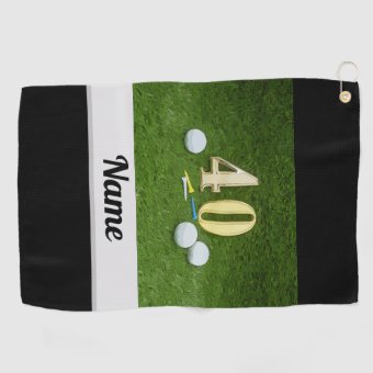 Golf 40th Birthday Anniversary with golf ball Golf Towel | Zazzle