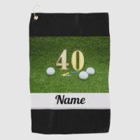 Golf 40th Birthday Anniversary with golf ball Golf Towel