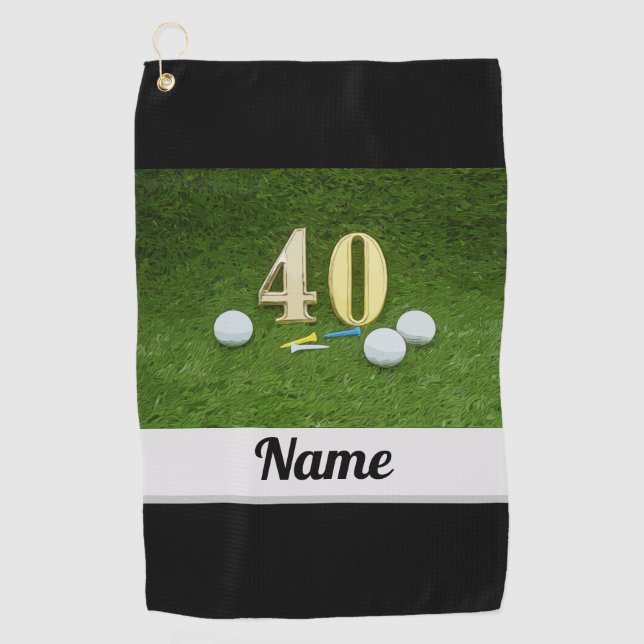 Golf 40th Birthday Anniversary with golf ball Golf Towel (Front)