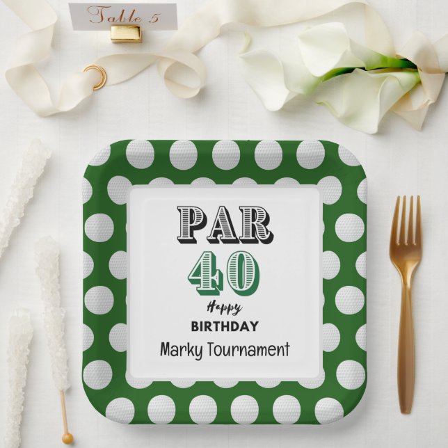 Golf  40th Birthday for Golfer Paper Plates (Wedding)