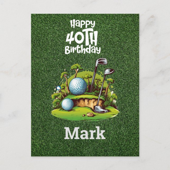 Golf 40th Birthday  Golfer Years of Being Awesome Postcard (Front)