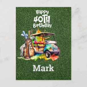 Golf 40th Birthday Golfer Years of Being Awesome Postcard