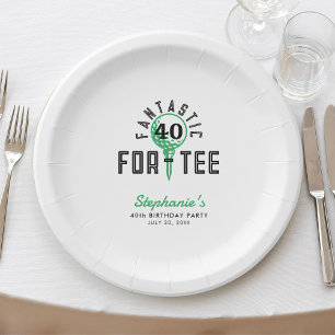 Golf 40th Birthday Party Fantastic For-Tee White Paper Plates