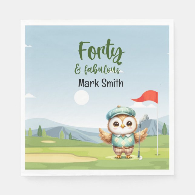 Golf  40th birthday party golfer birthday napkins (Front)