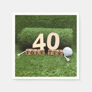 Golf 40th Birthday Party with golf ball and tee Napkins