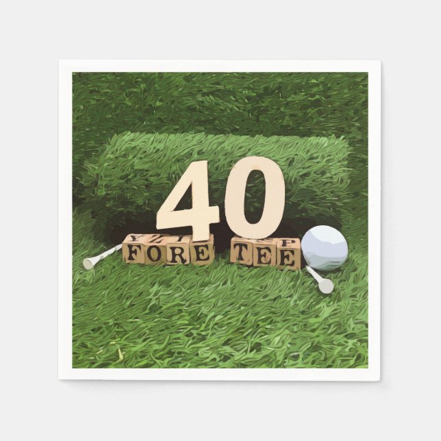 Golf 40th Birthday Party with golf ball and tee Napkins (Front)