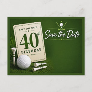 Golf 40th Birthday  Save the Date for golf party Postcard