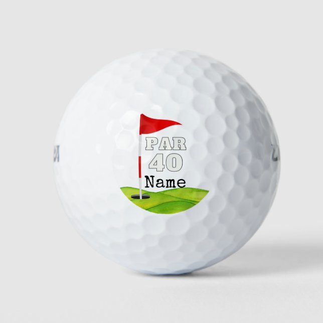 Golf 40th Birthday to golfer with golf flag  Balls (Front)