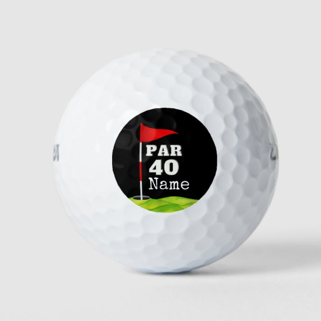 Golf 40th Birthday to golfer with golf flag  Balls (Front)