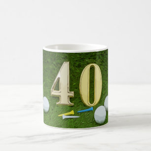 Golf 40th Birthday with golf ball and tee on green Coffee Mug