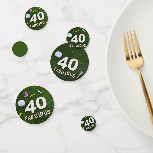 Golf 40th Birthday with number 40 and golf ball Confetti (Group)
