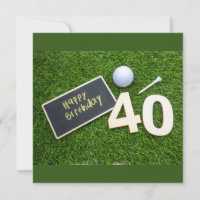 Golf 40th Birthday with word happy birthday golfer