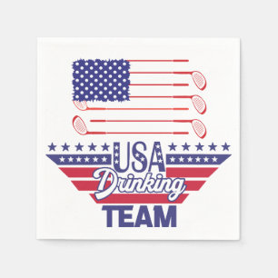 Golf 4th July Independence Day America Napkins