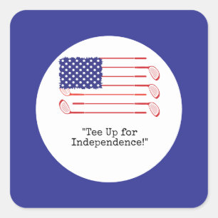 Golf 4th July Independence Day America Square Sticker