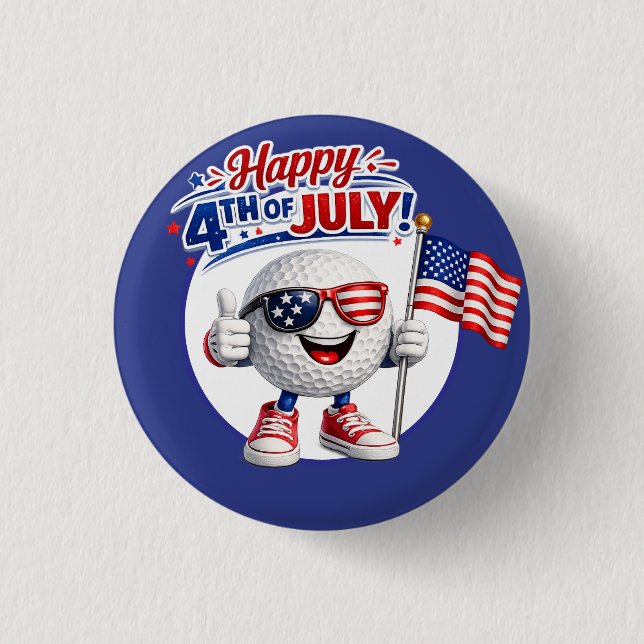 Golf 4th July Independence Day  Button (Front)