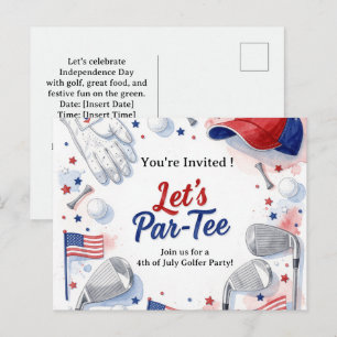 GOLF 4th July Independence Day Golfer party Holiday Postcard