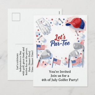 GOLF 4th July Independence Day Golfer party Holiday Postcard
