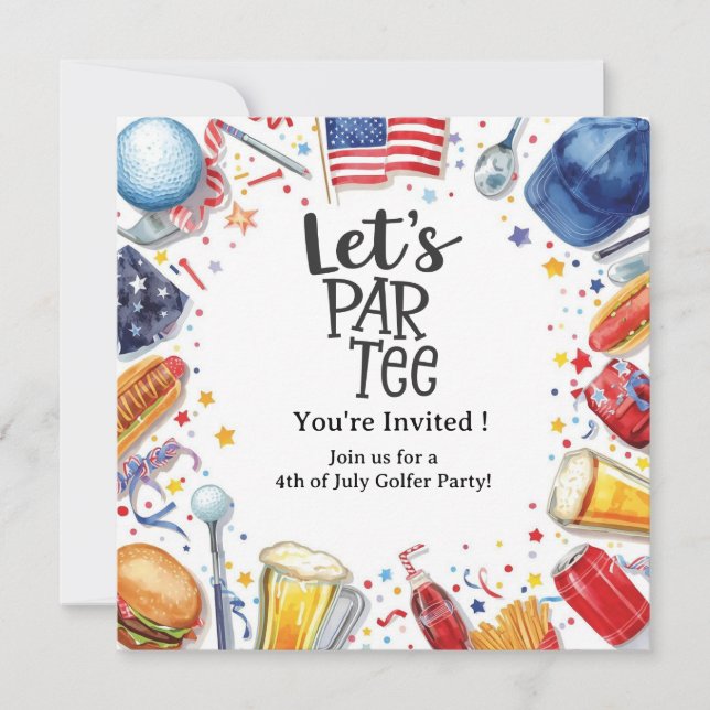 GOLF  4th July   Independence Day Golfer party   Invitation (Front)