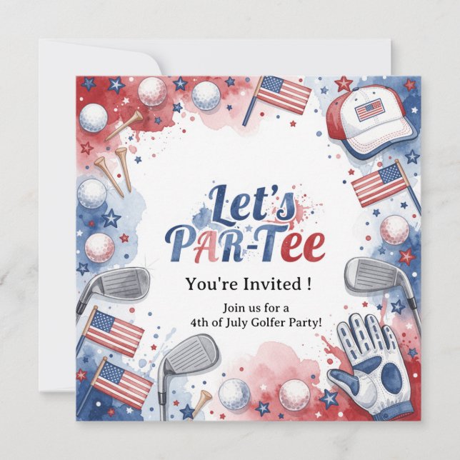 GOLF  4th July   Independence Day Golfer party   Invitation (Front)