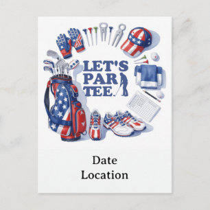 GOLF 4th July Independence Day Golfer party Postcard