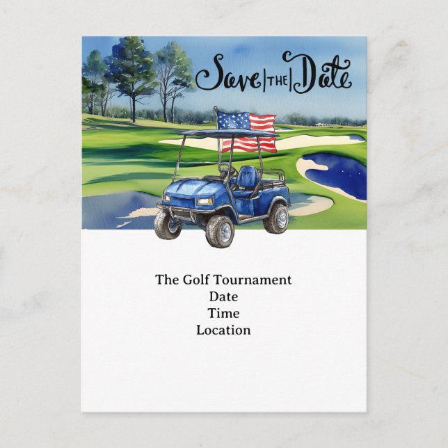 Golf 4th July Independence Day Invitation Postcard (Front)