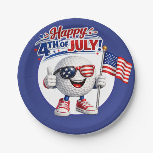 Golf 4th July Independence Day Paper Plates