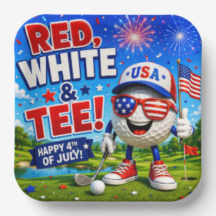 Golf 4th July Independence Day Paper Plates
