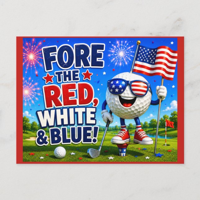 Golf 4th July Independence Day  Postcard (Front)