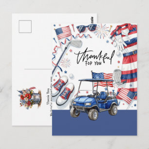 Golf  4th July Independence Day with Barbecue Postcard