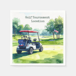Golf 4th July Independence Day with golf cart Napkins