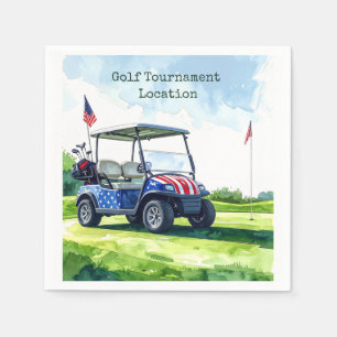 Golf 4th July Independence Day with golf cart Napkins