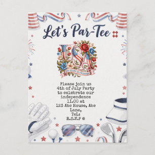 Golf 4th July Save the Date Independence Day Postcard