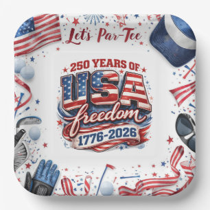 Golf 4th of July 250 Years Independence Paper Plates