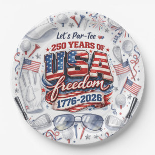 Golf 4th of July 250 Years Independence Paper Plates