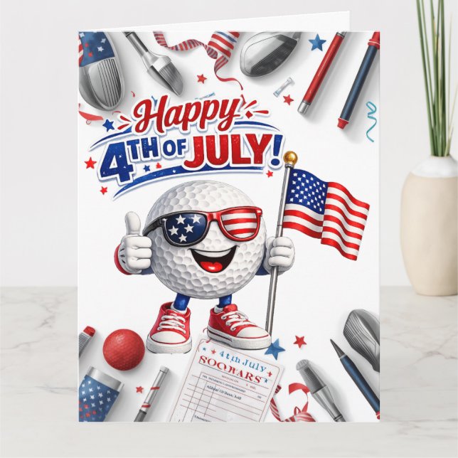 Golf 4th of July  Independence Day  Card (Front)