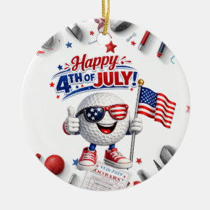 Golf 4th of July Independence Day Ceramic Ornament