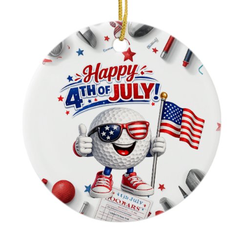 Golf 4th of July  Independence Day  Ceramic Ornament